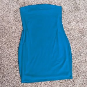 Express Blue Green strapless mini tube dress